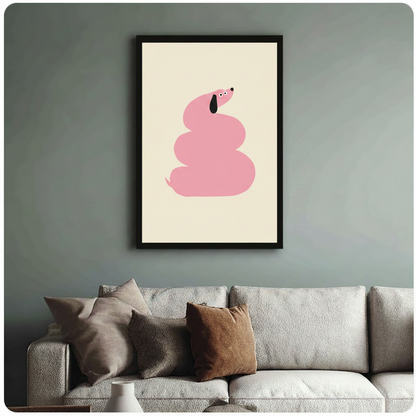 Minimalist Pink Dachshund Canvas Wall Art