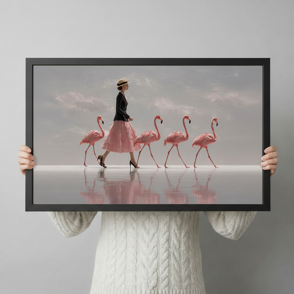 Elegant Flamingo Walk Canvas Art Wall Art