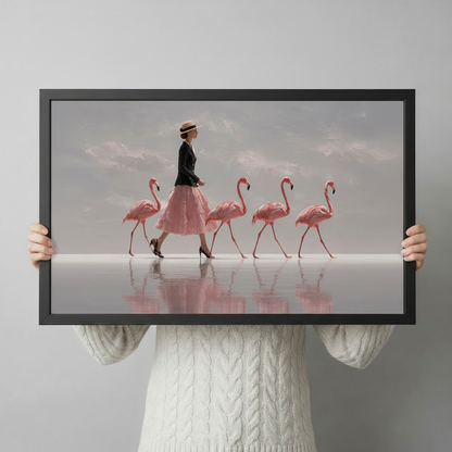Elegant Flamingo Walk Canvas Art Wall Art