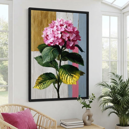 Pink Hydrangea Garden Glow Canvas Wall Art