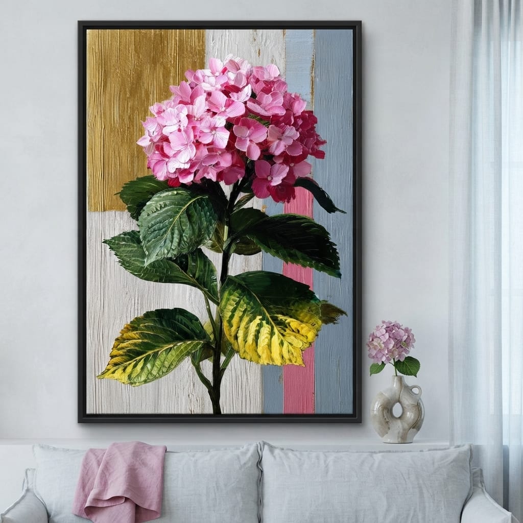 Pink Hydrangea Garden Glow Canvas Wall Art
