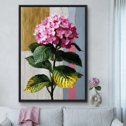 Pink Hydrangea Garden Glow Canvas Wall Art