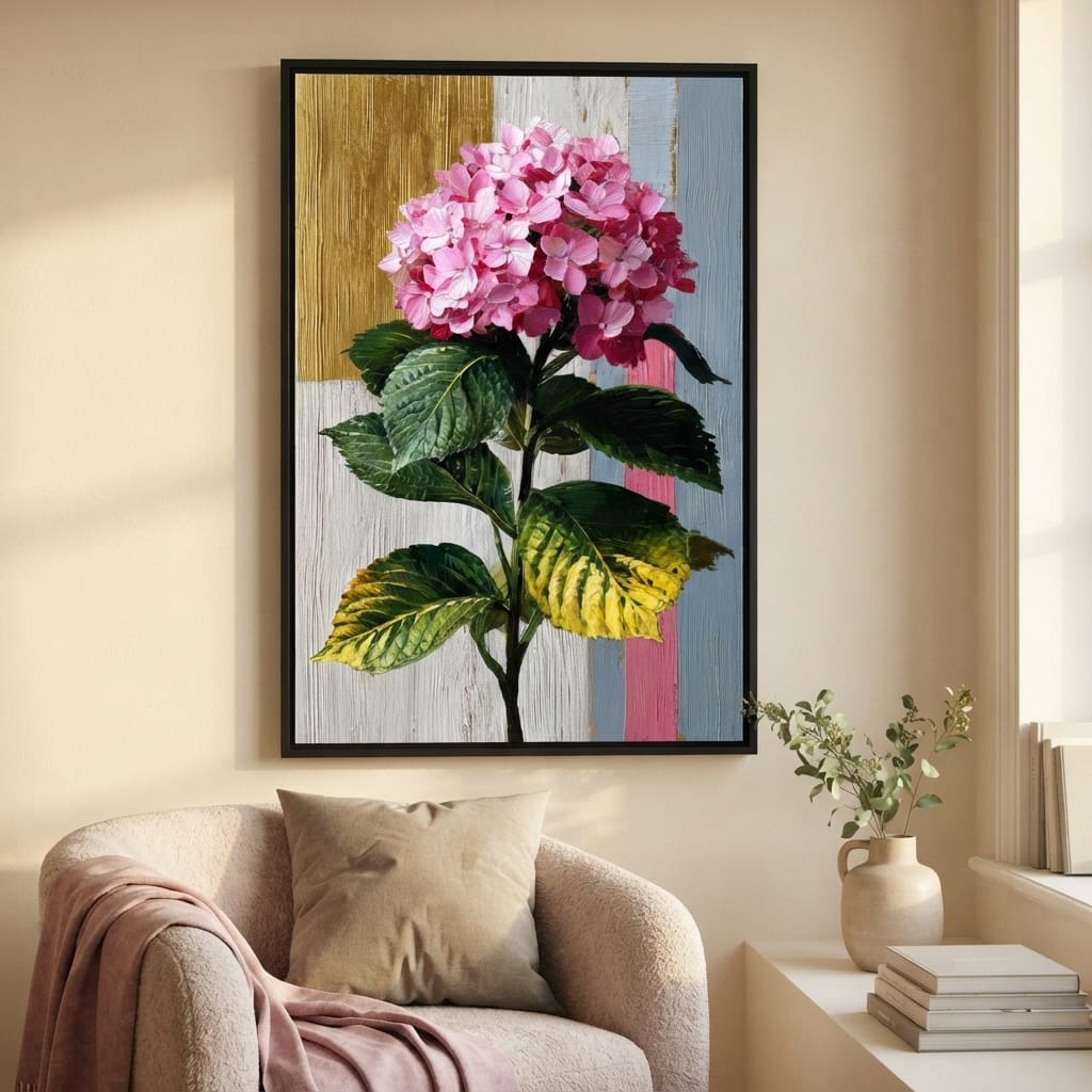 Pink Hydrangea Garden Glow Canvas Wall Art