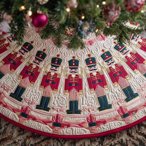 Pink Parade Nutcracker Christmas Quilted Tree Skirt