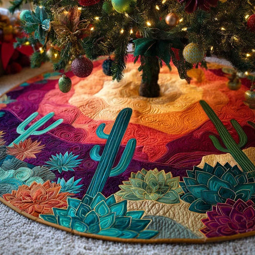 Pink Petals Desert Quilted Tree Skirt