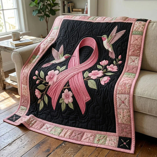 Pink Ribbon Serenity Quilt Blanket