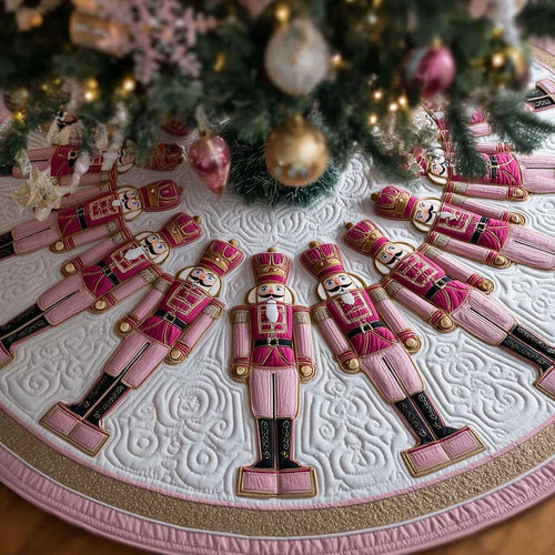 Pink Royal Nutcracker Christmas Quilted Tree Skirt