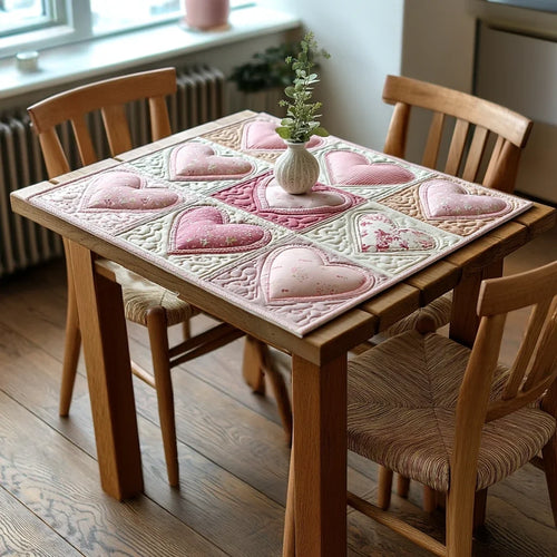 Pink Valentine Garden Quilted Table Topper