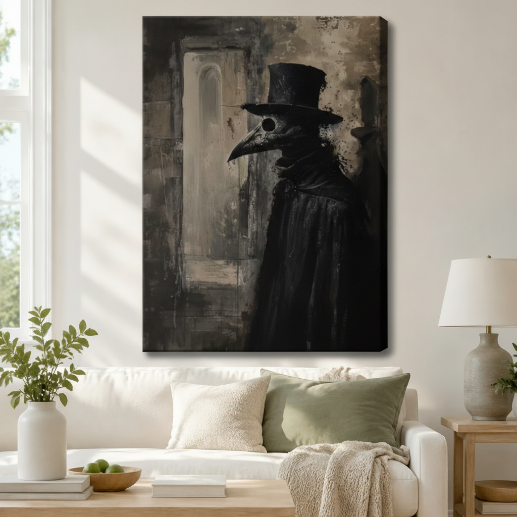 Plague Doctor Dark Gothic Framed Canvas Art Wall Art