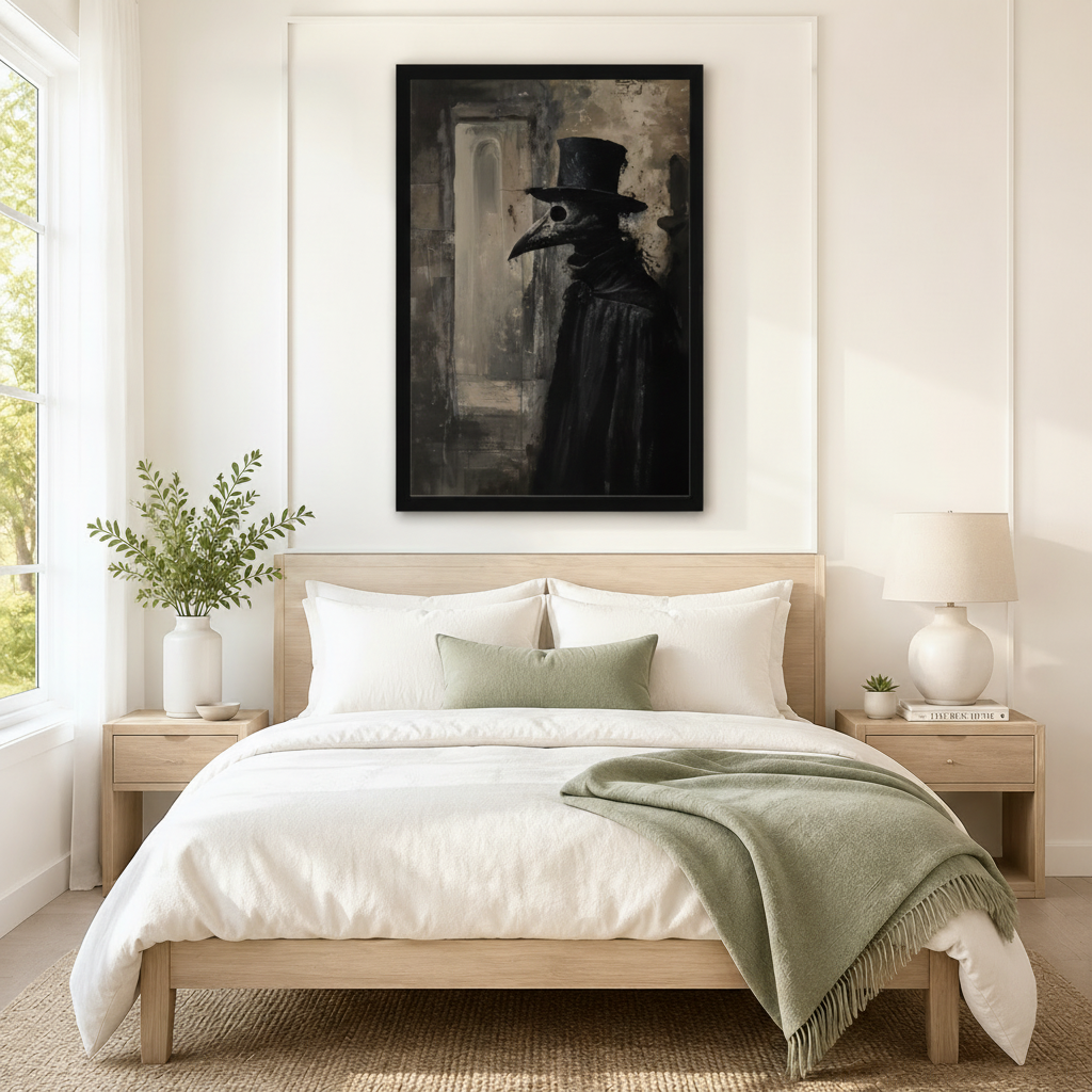 Plague Doctor Dark Gothic Framed Canvas Art Wall Art