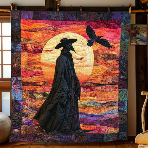 Plague Doctor Gothic Sunset Quilt Blanket