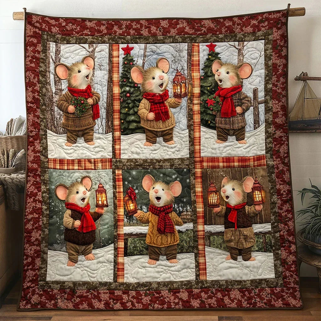 Plaid Coat Mouse Quilt Blanket