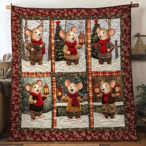 Plaid Coat Mouse Quilt Blanket