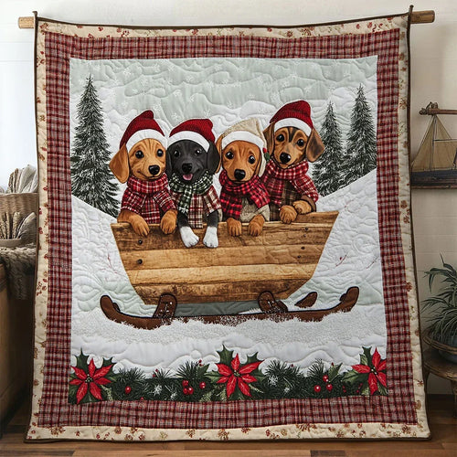 Plaid Scarf Dachshund Quilt Blanket