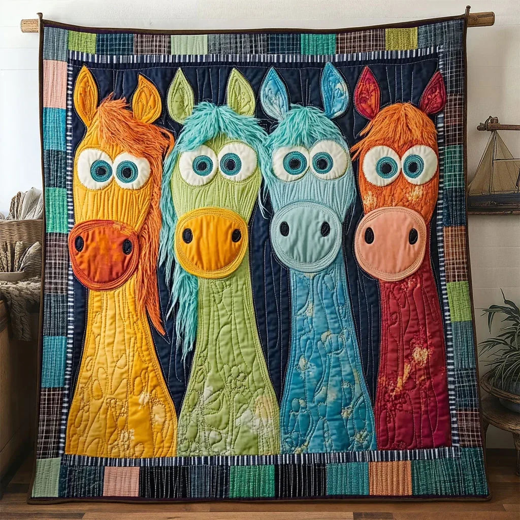 Playful Horse Quilt Blanket