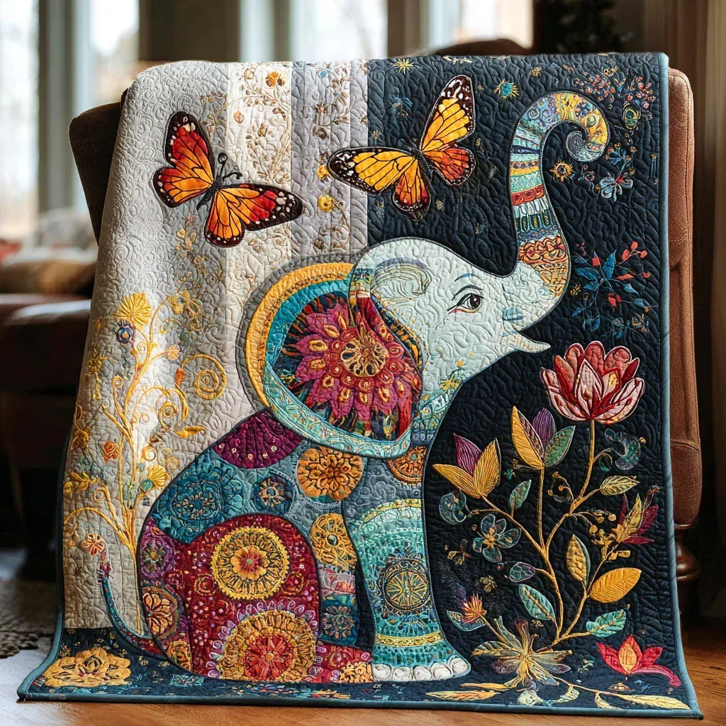 Playful Pachyderm Quilt Blanket - Quilted Blanket by Wild and Way