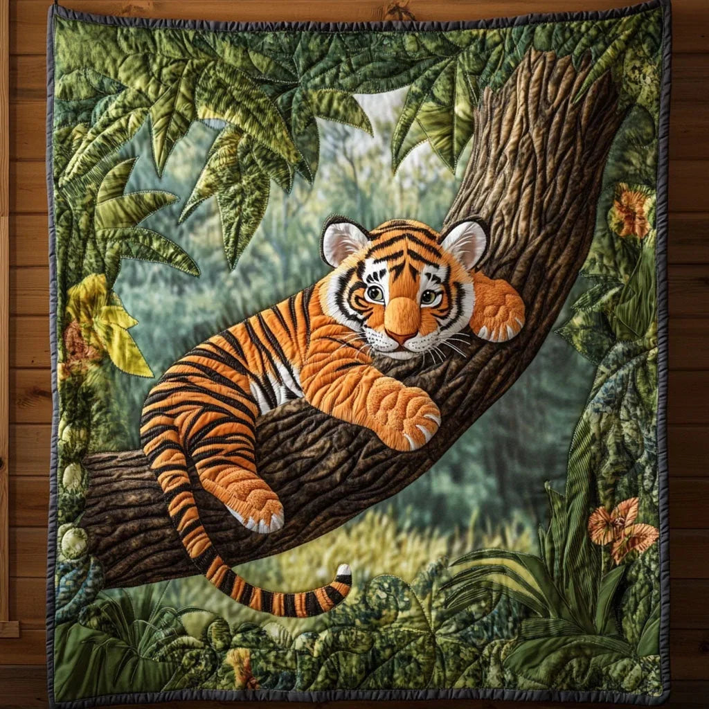 Playing Tiger Quilt Blanket