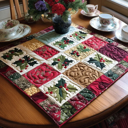 Poinsettia Dreams Quilted Table Topper