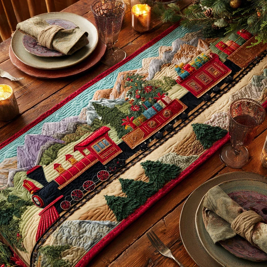 Polar Express Train Quilted Table Runner