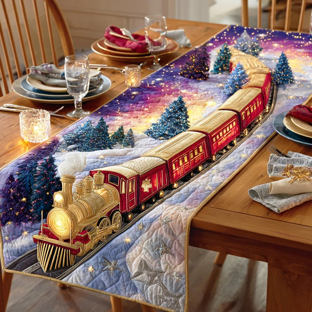 Polar Train Trail Quilted Table Runner