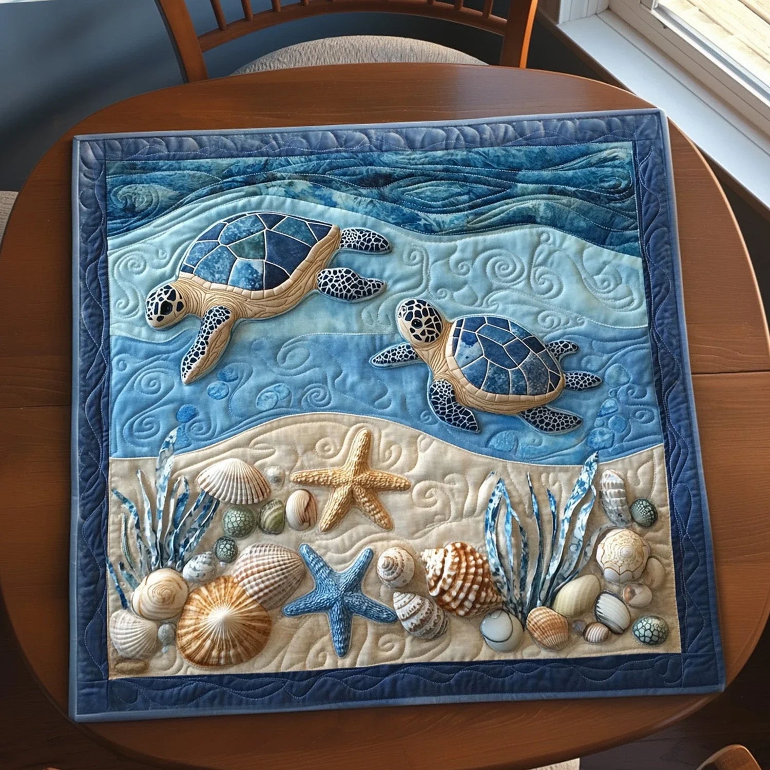 Polynesian Drift Quilted Table Topper