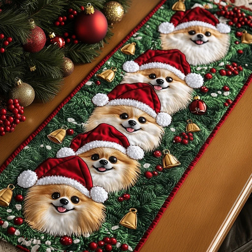 Pomeranian Cheer Quilted Table Runner