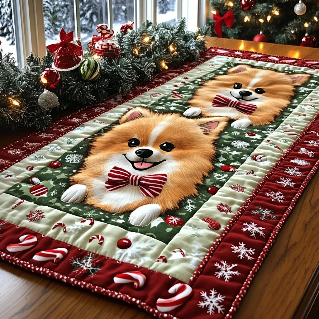 Pomeranian Delight Quilted Table Runner