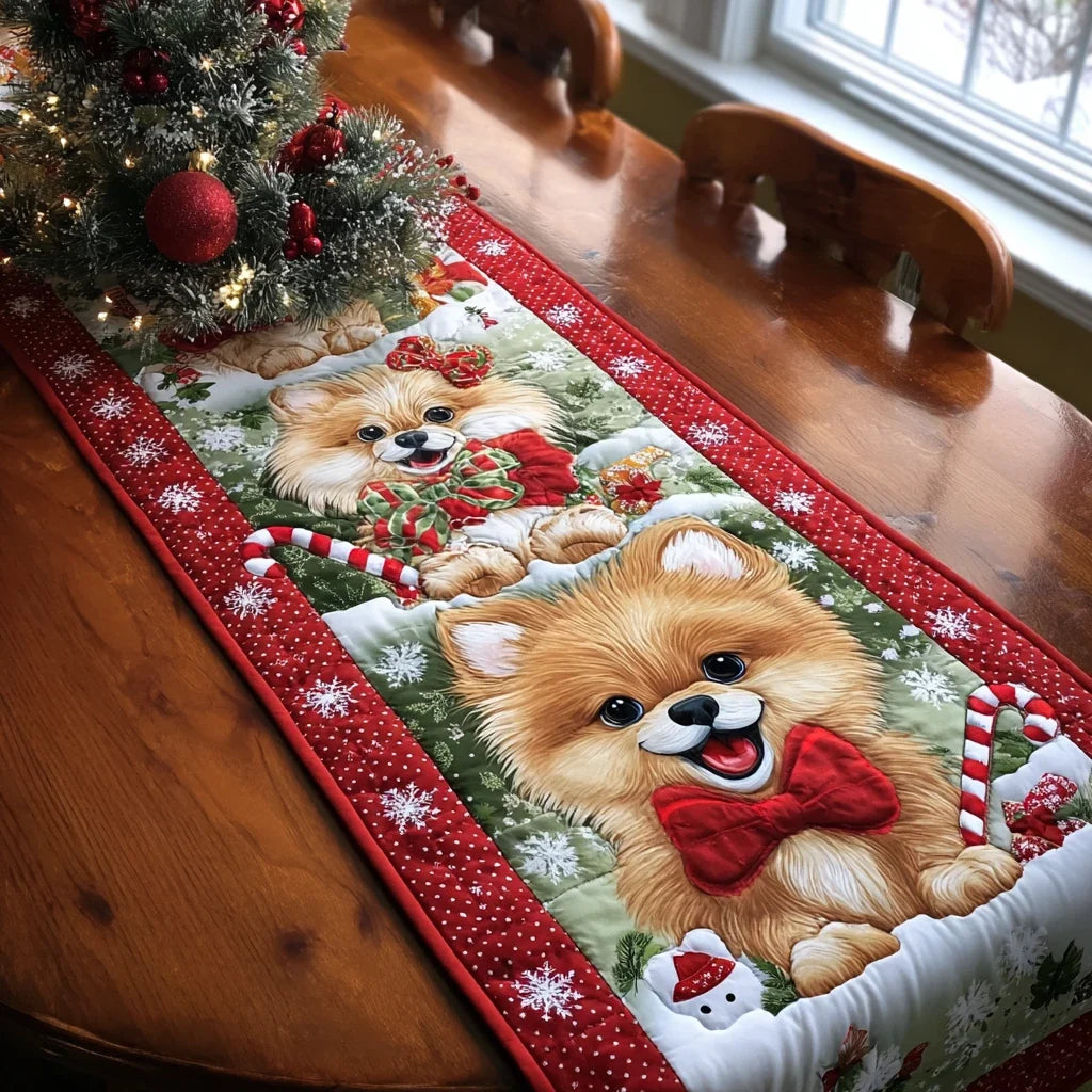 Pomeranian Glow Quilted Table Runner