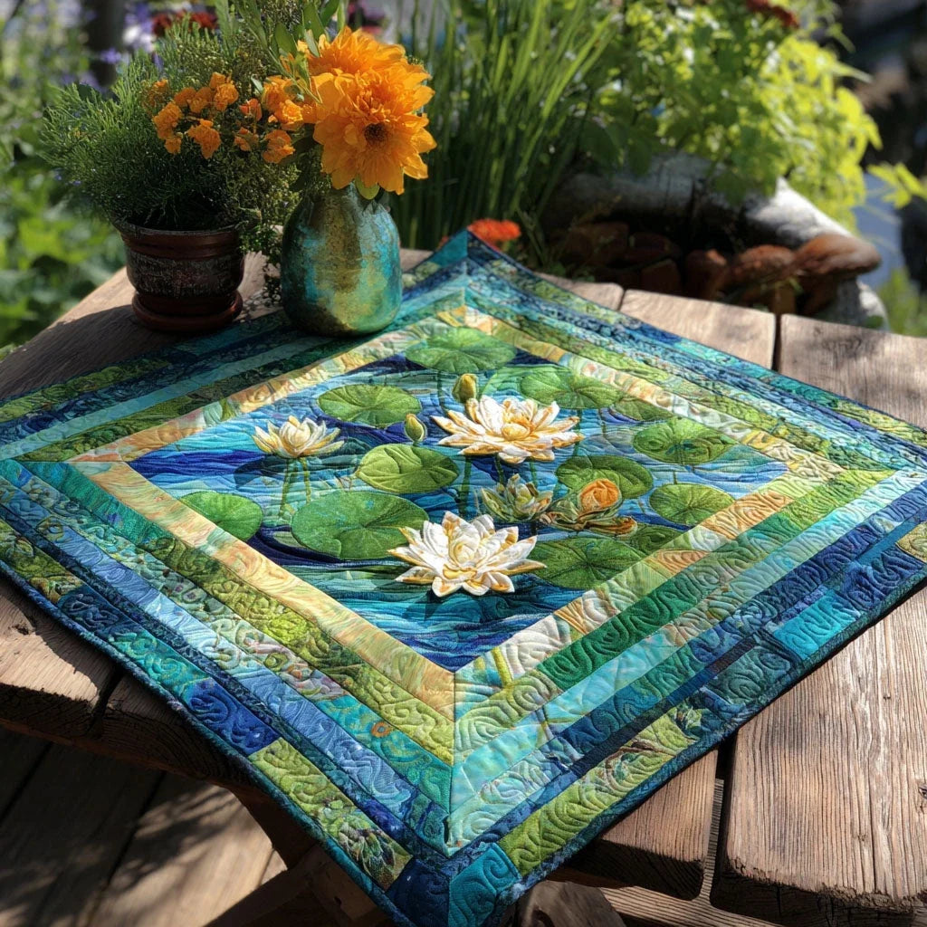 Pond Life Bliss Quilted Table Topper