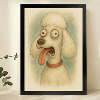 Cute Poodle Watercolor Canvas Wall Art Print