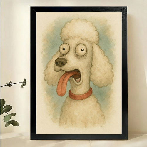 Cute Poodle Watercolor Canvas Wall Art Print