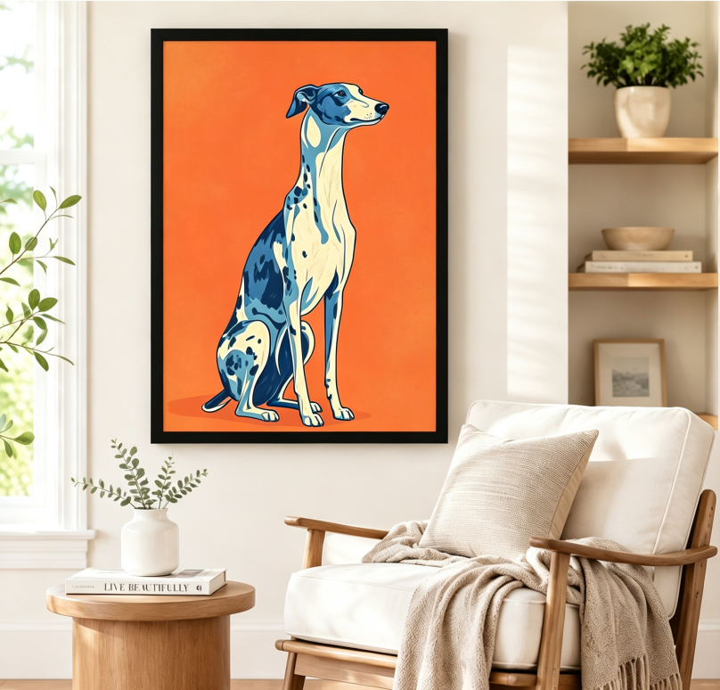 Elegant Greyhound Pop Art Orange Canvas Wall Art