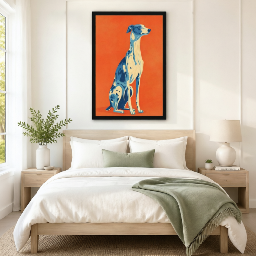 Elegant Greyhound Pop Art Orange Canvas Wall Art