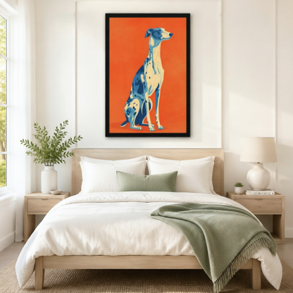 Elegant Greyhound Pop Art Orange Canvas Wall Art