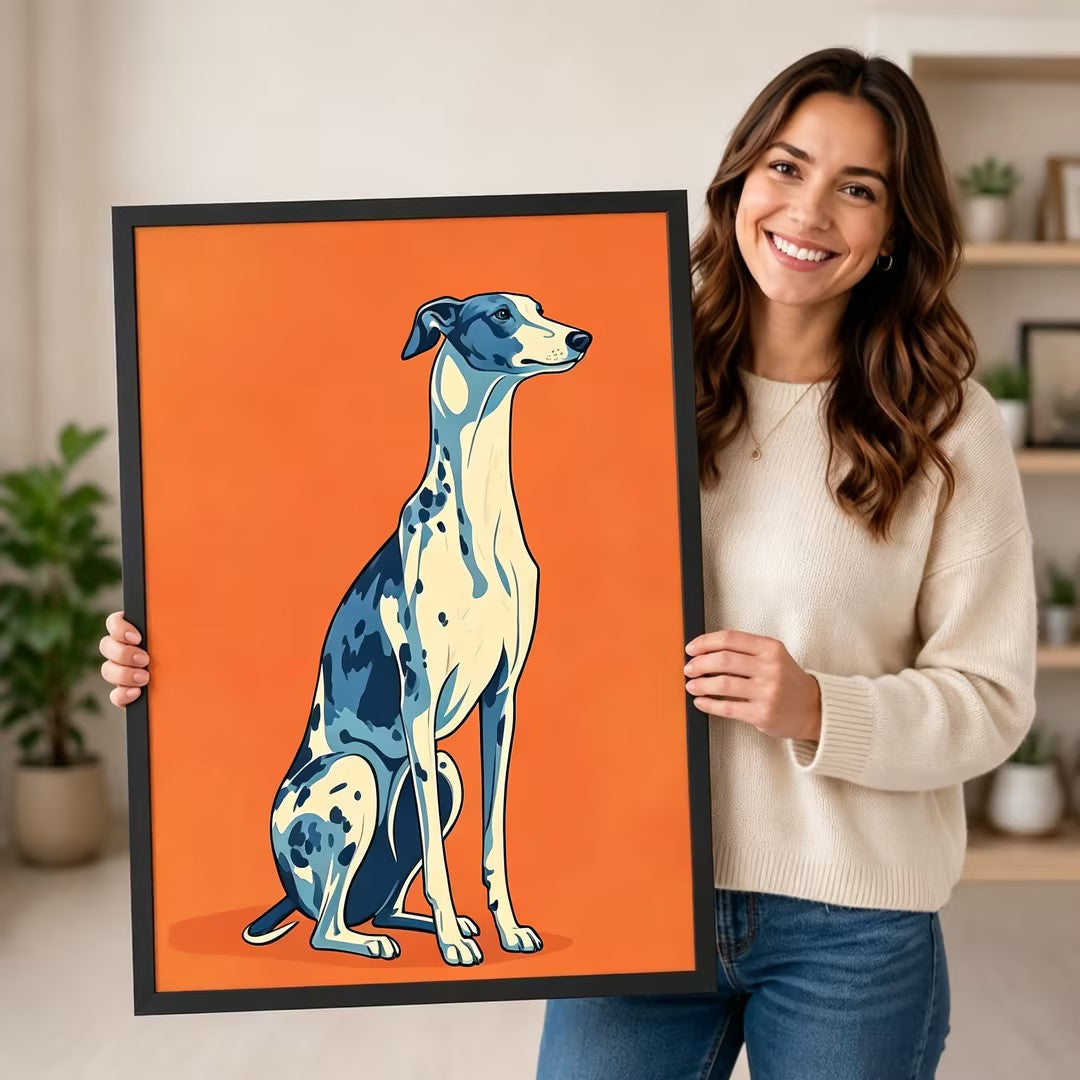 Elegant Greyhound Pop Art Orange Canvas Wall Art