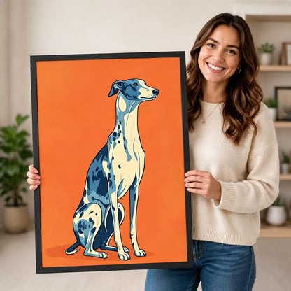 Elegant Greyhound Pop Art Orange Canvas Wall Art