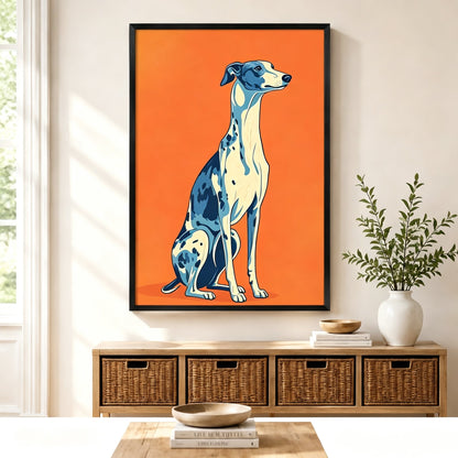 Elegant Greyhound Pop Art Orange Canvas Wall Art