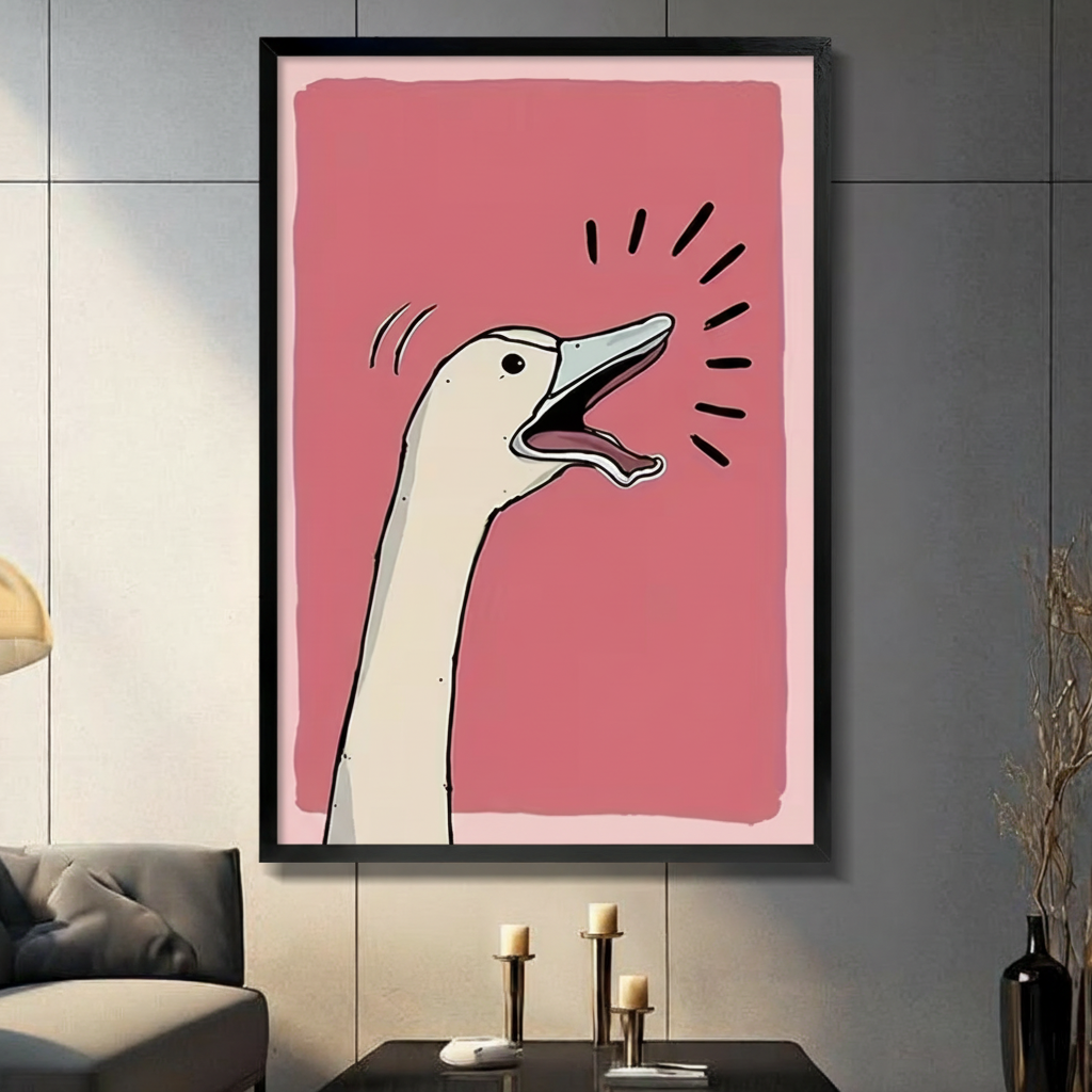 Screaming Goose Pink Pop Art Canvas Wall Art