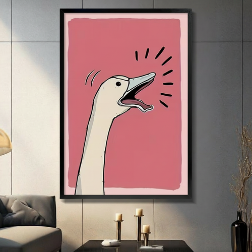 Screaming Goose Pink Pop Art Canvas Wall Art