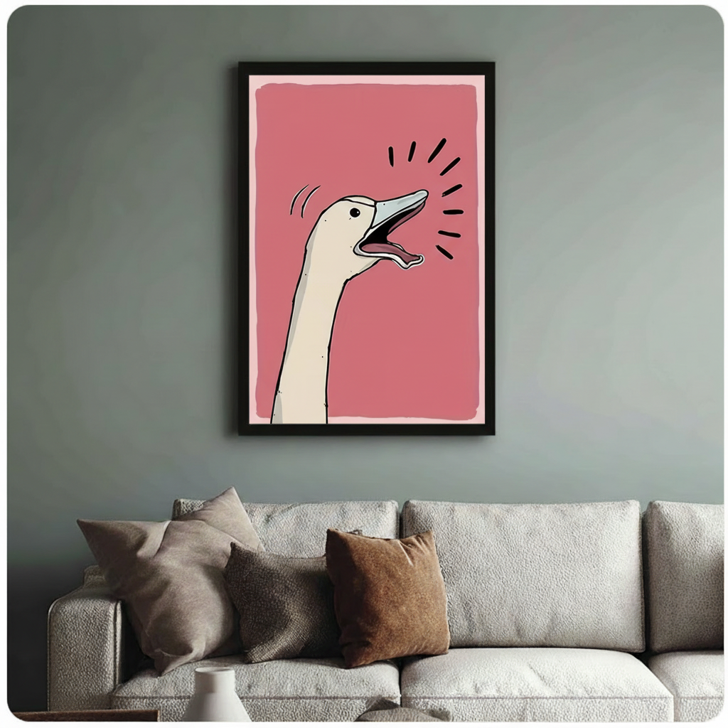 Screaming Goose Pink Pop Art Canvas Wall Art