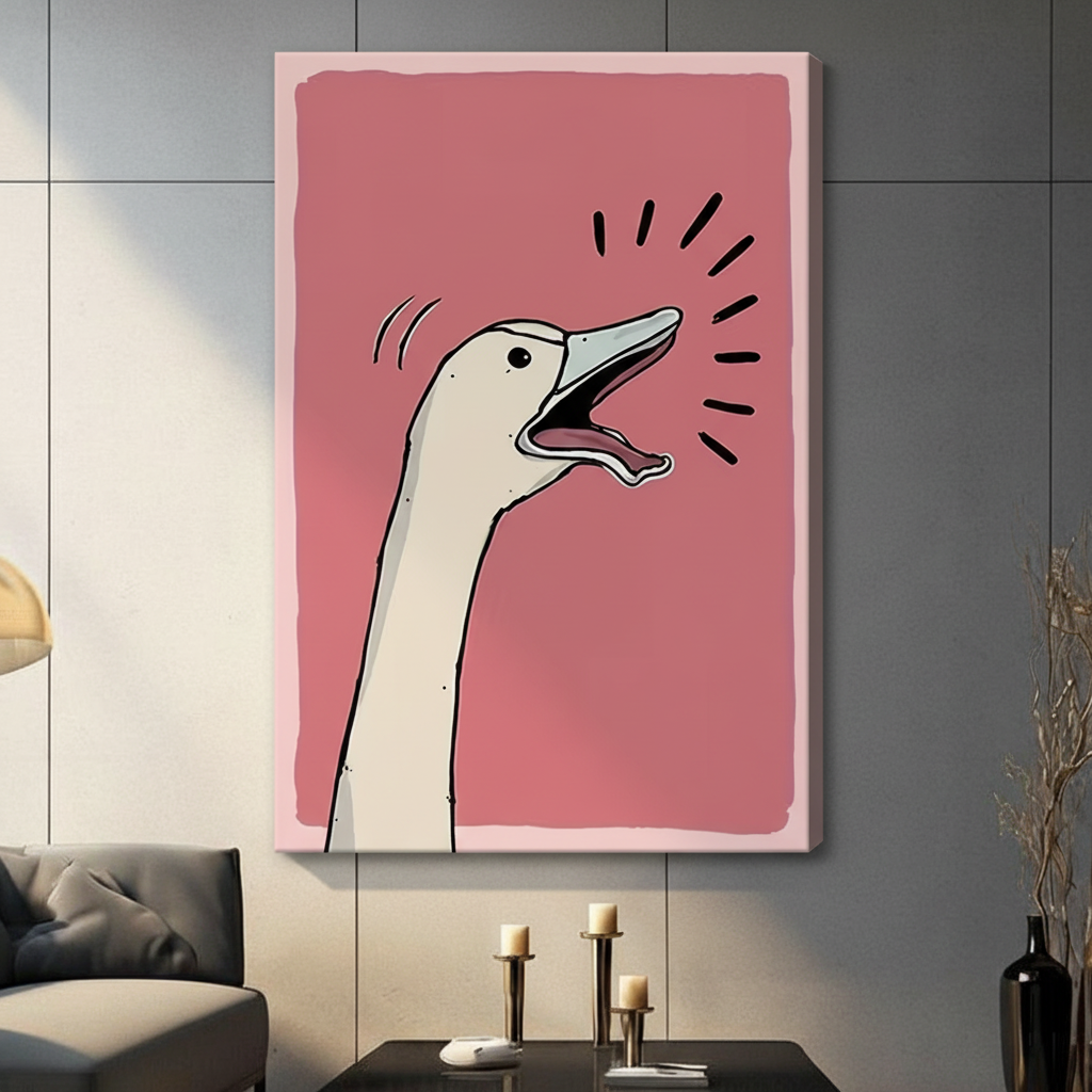 Screaming Goose Pink Pop Art Canvas Wall Art