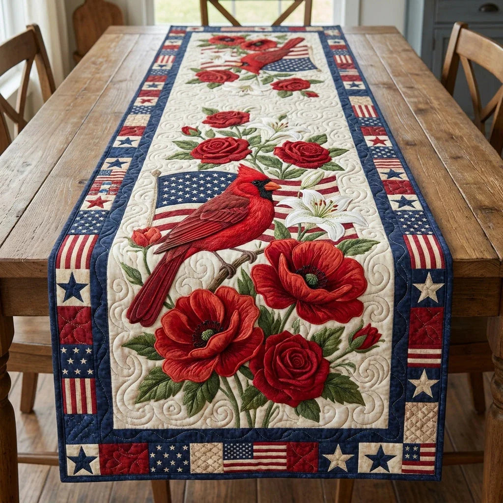 Poppy Freedom Quilted Table Runner