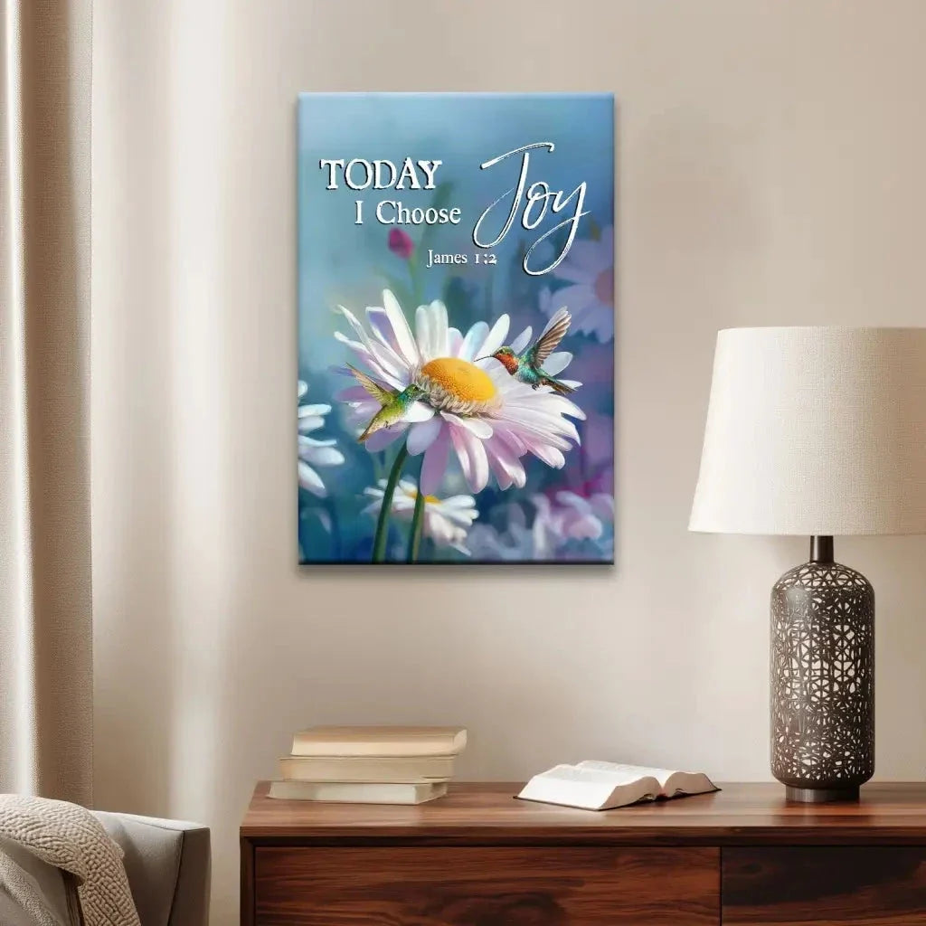 today i choose joy james 1 2 hummingbird with daisies wall art canvas (view 7)
