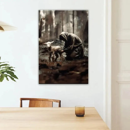 jesus rescues lost lamb wall art canvas (Landscape) (view 11)