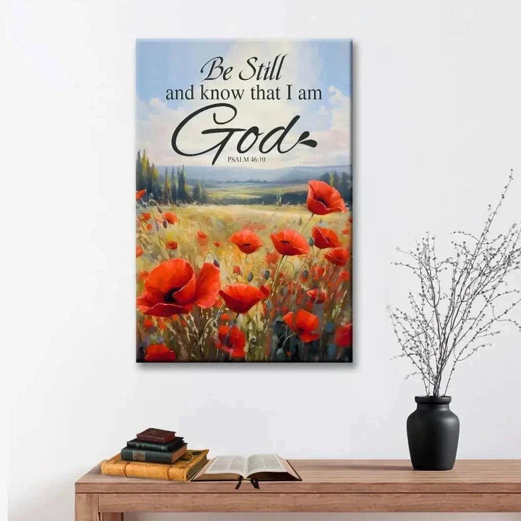 be still and know that i am god psalm 46 10 poppy field wall art canvas (Landscape) (view 10)