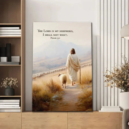 psalm 23 kjv the lord is my shepherd i shall not want wall art canvas (Landscape) (view 9)