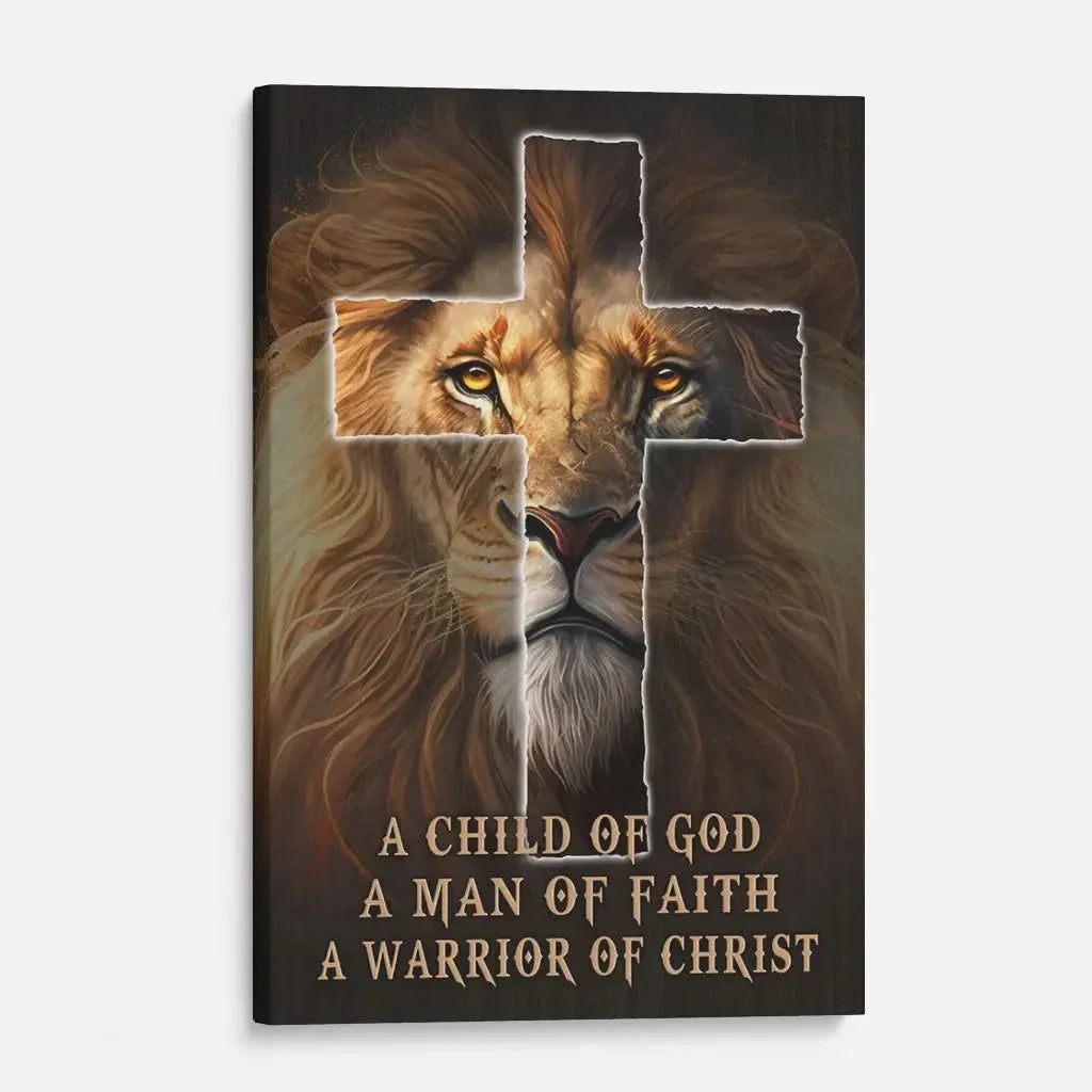 christian wall art a child of god a man of faith a warrior of christ canvas (view 6)