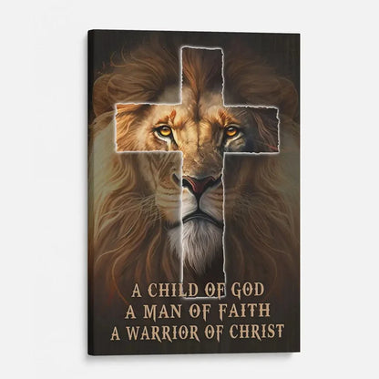 christian wall art a child of god a man of faith a warrior of christ canvas (view 6)