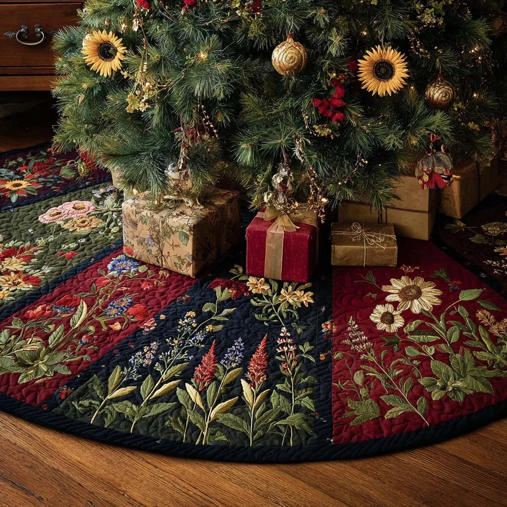 Prairie Glow Christmas Quilted Tree Skirt
