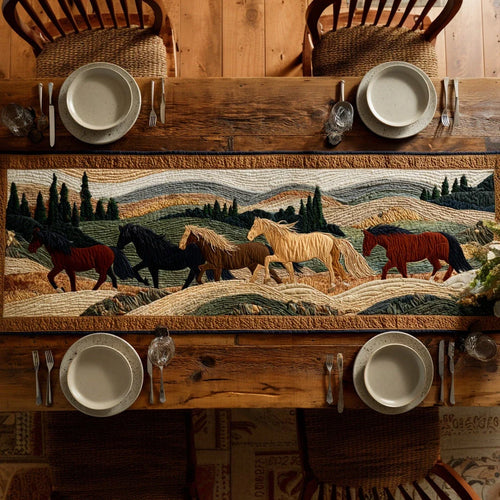 Prairie Horse Dash Quilted Table Runner